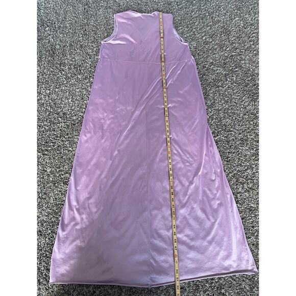 Vintage Vassarette Maxi Nightgown Size Medium Purple Silky Lingerie Chemise 90s - Picture 14 of 16